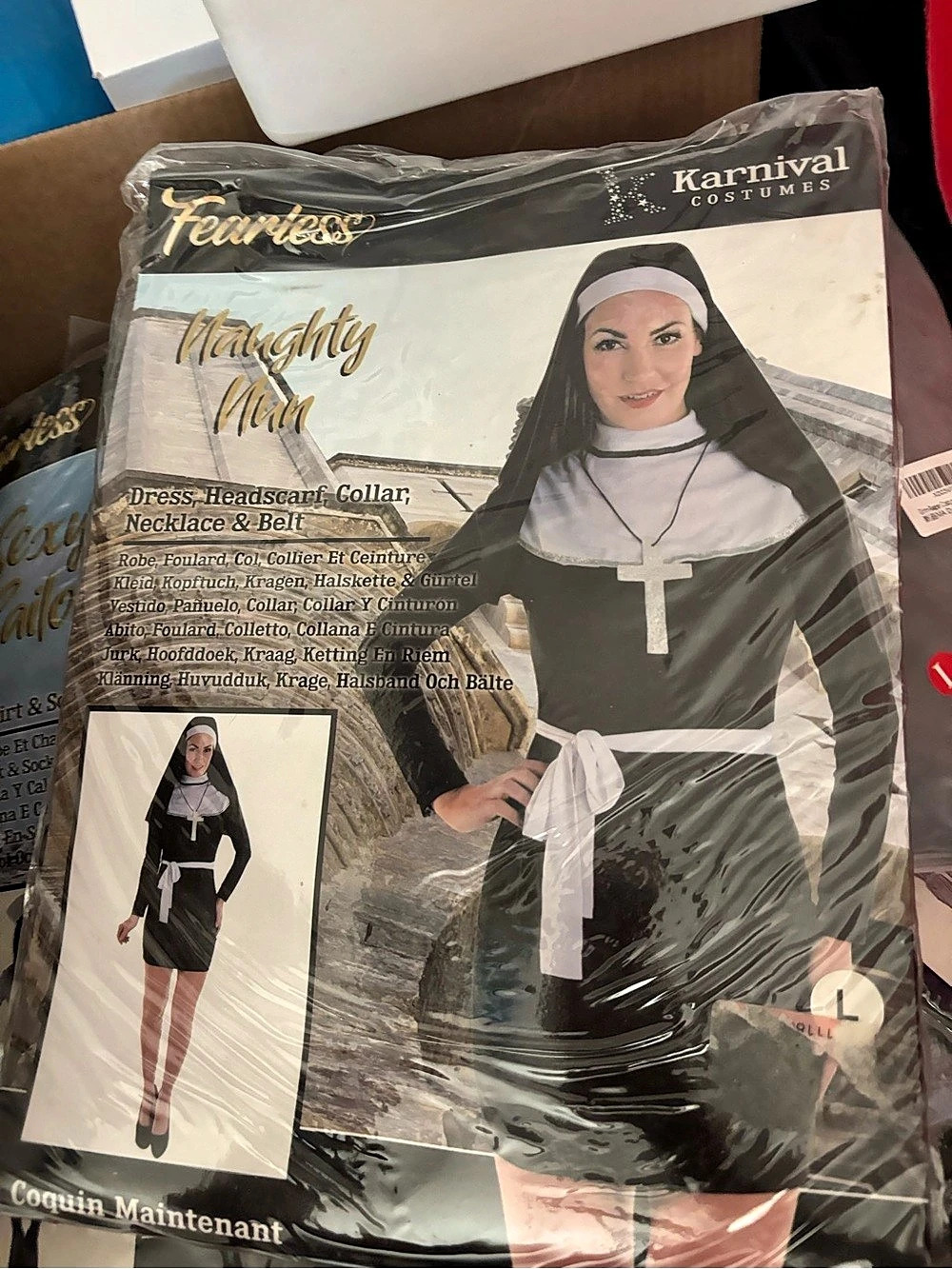 Karnival Costumes Fearless Naughty Nun Costume Black & White Large